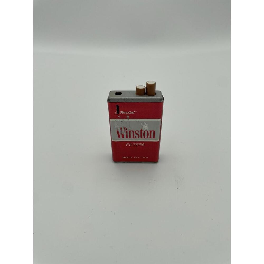 Vintage Winston Cigarette Pack Lighter Push Button Advertising Collectible